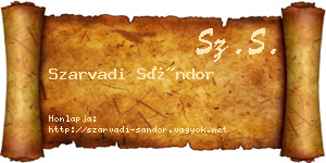 Szarvadi Sándor névjegykártya